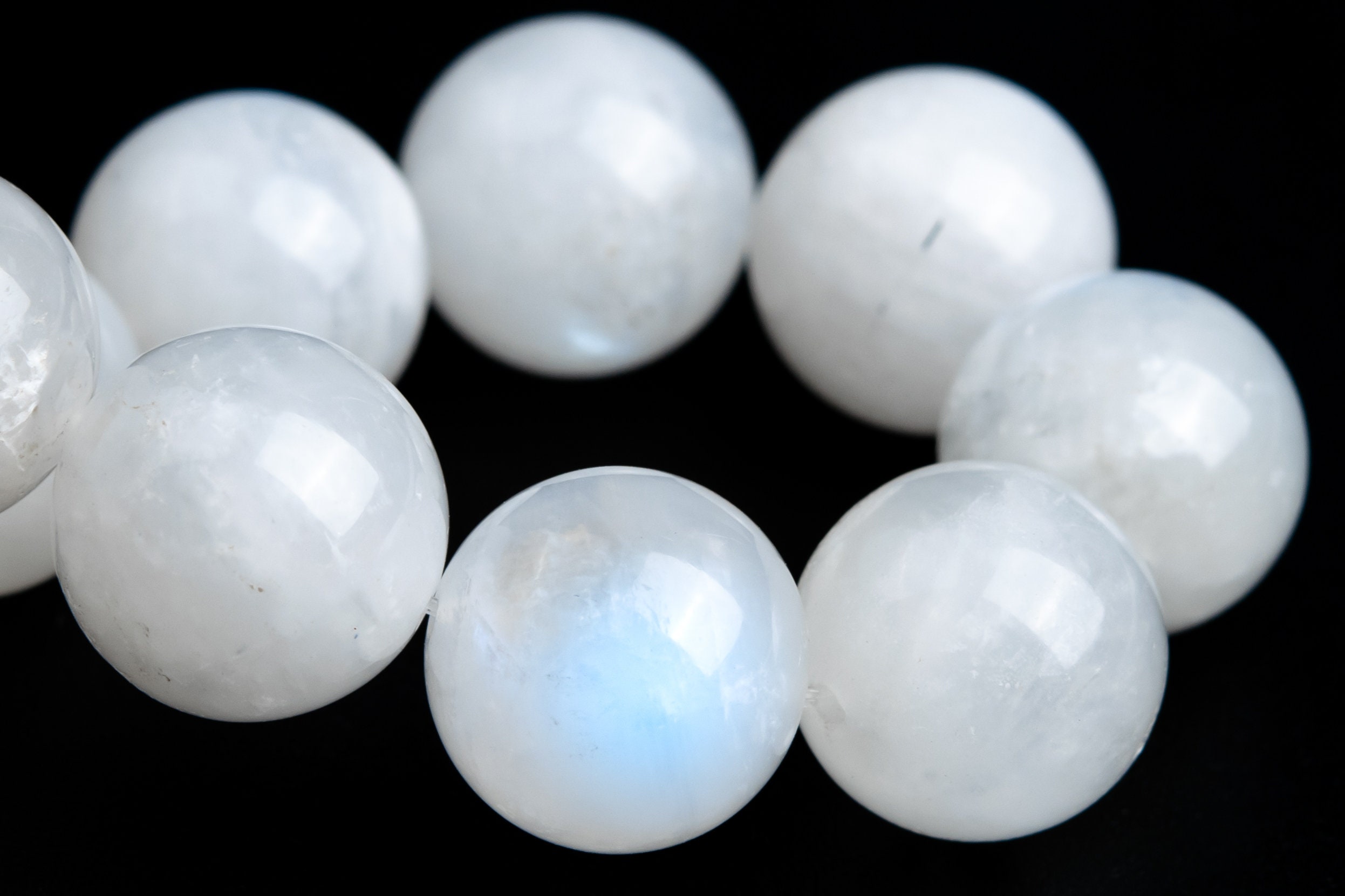 12mm Rainbow Moonstone Beads Bracelet Grade A+ Genuine Natural Round Gemstone 8.5" (118126h-4017)