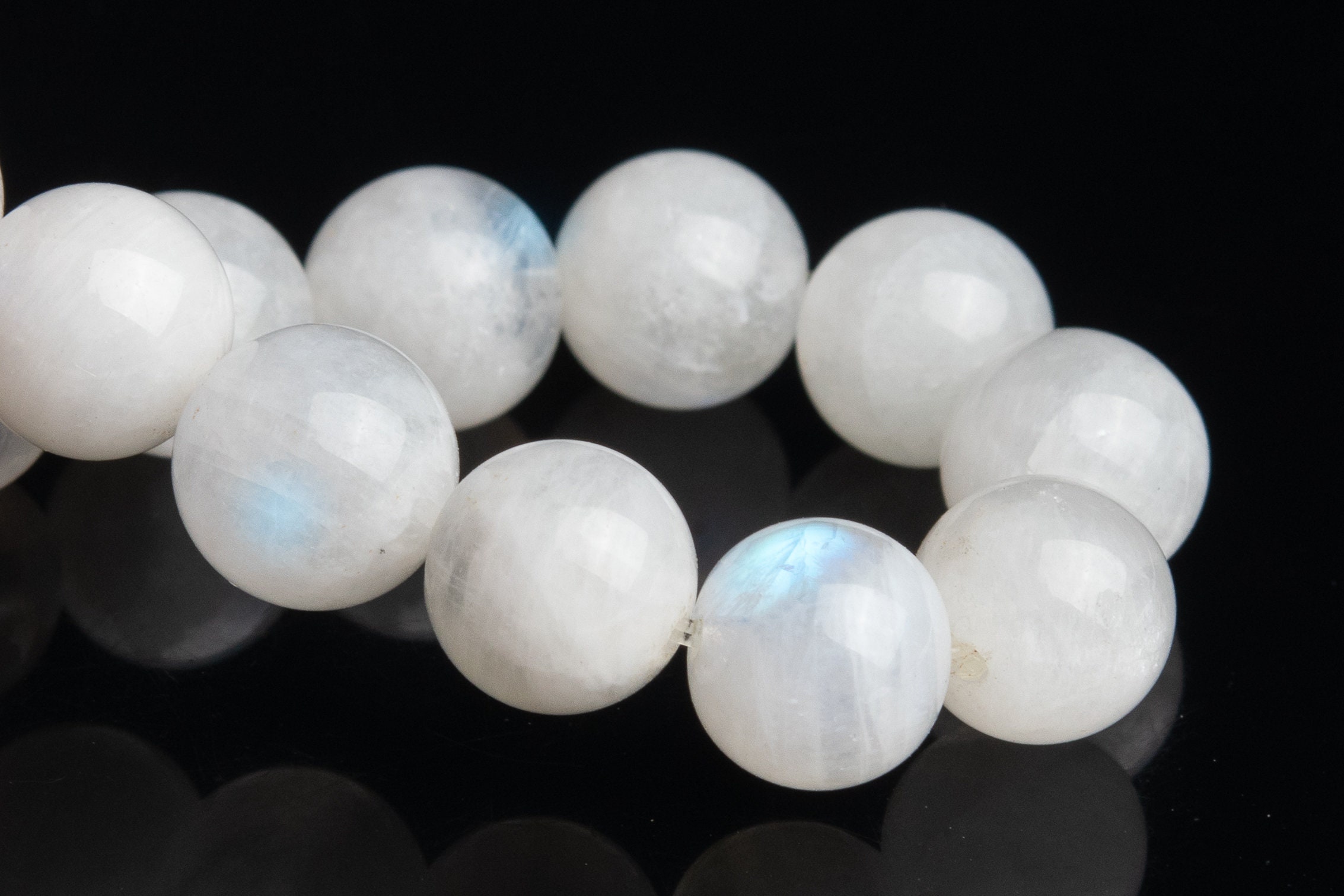 7-8mm Rainbow Moonstone Beads White Bracelet Grade Aa Genuine Natural Round Gemstone 7" (118879h-2600)
