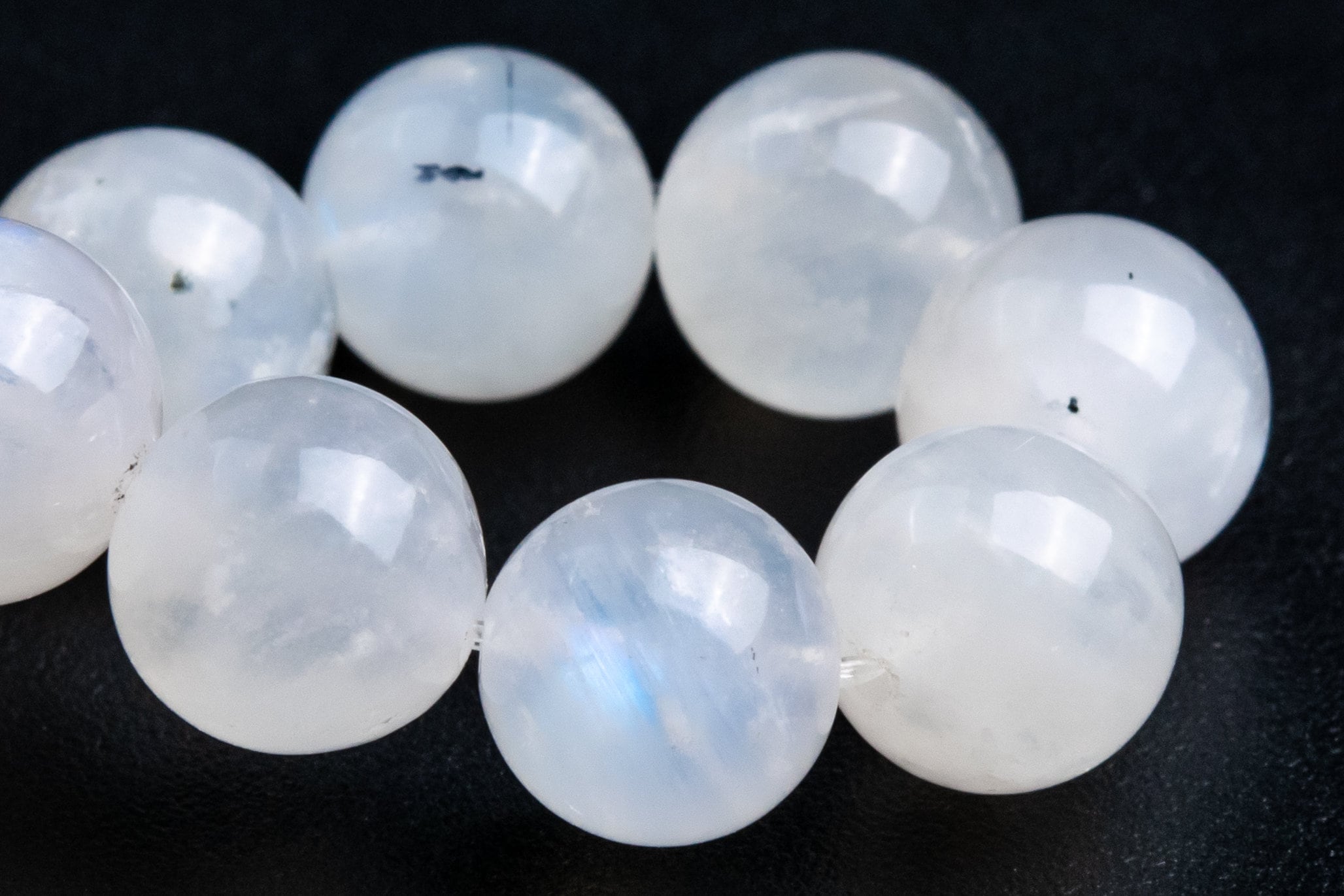 8-9mm Rainbow Moonstone Tourmaline Inclusions Beads Bracelet Grade A+ Genuine Natural Round Gemstone 7" Bulk Lot Options (118266h-4090)