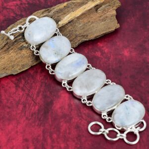 Rainbow Moonstone Bracelet, 925 Sterling Silver Bracelet, Adjustable Chain Bracelet, Gemstone Bracelet, Handmade Jewelry, Easter Gift Rainbow Moonstone Bracelet, 925 Sterling Silver Bracelet, Adjustable Chain Bracelet, Gemstone Bracelet, Handmade Jewelry, Easter Gift
