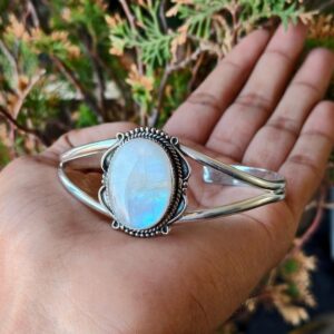 Rainbow Moonstone Bangle, 925 Sterling Silver, Adjustable Bangle, Christmas Jewelry Rainbow Moonstone Bangle, 925 Sterling Silver, Adjustable Bangle, Christmas Jewelry