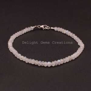 Rainbow Moonstone Beaded Bracelet, 4mm Faceted Rondelle