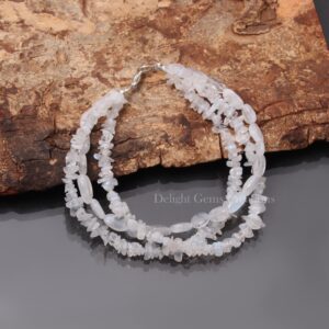 Rainbow Moonstone Chip Bracelet, Multi Strand Beaded Jewelry Rainbow Moonstone Chip Bracelet, Multi Strand Beaded Jewelry