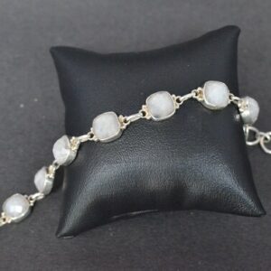Rainbow Moonstone Bracelet: Handmade 925 Sterling Silver Adjustable Jewelry