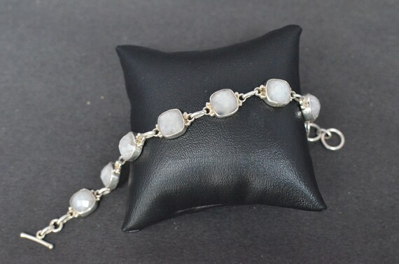 Rainbow Moonstone Bracelet: Handmade 925 Sterling Silver Adjustable Jewelry