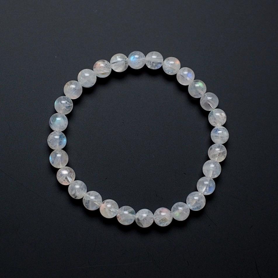 Malagasy Moonstone Bracelet | Rainbow Moonstone Crystal Stretch Bracelet