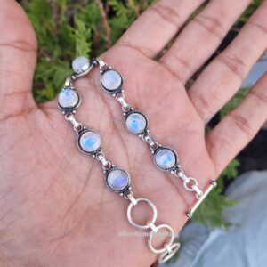 Natural Moonstone Bracelet, 925 Sterling Silver, Rainbow Moonstone Jewelry, Handmade Bracelet, Gift For Love Natural Moonstone Bracelet, 925 Sterling Silver, Rainbow Moonstone Jewelry, Handmade Bracelet, Gift For Love