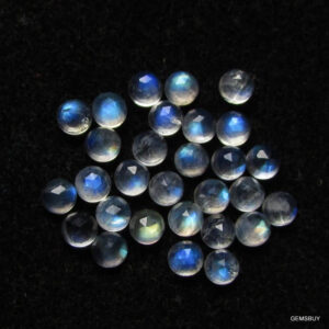 10 Rainbow Moonstone 3mm Rose Cut Cabochons: Aaa Quality Gemstones