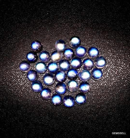 10 Aaa Rainbow Moonstone Cabochons: Round Gemstone Lot (2.5mm/3mm)