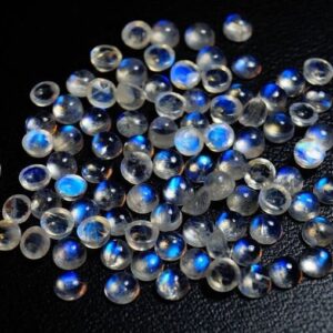 10 Rainbow Moonstone Cabochons: 6mm Round Gemstones