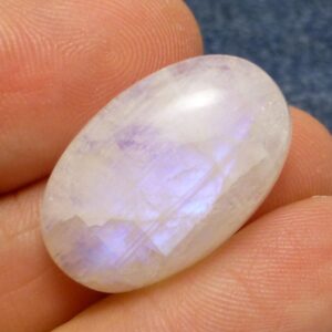 23.745 Carats Rainbow Moonstone Cabochon Oval Blue Schiller Reflective Translucent Jewelry Designer Hand Made One Of A Kind Rare