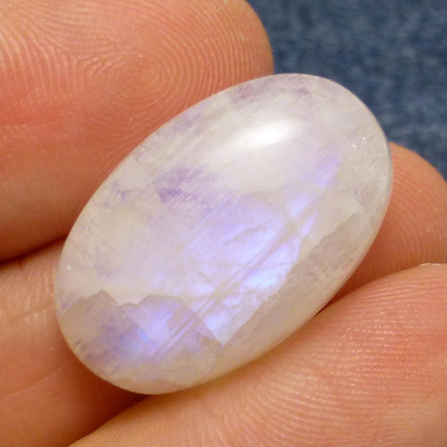 23.745 Carats Rainbow Moonstone Cabochon Oval Blue Schiller Reflective Translucent Jewelry Designer Hand Made One Of A Kind Rare 23.745 Carats Rainbow Moonstone Cabochon Oval Blue Schiller Reflective Translucent Jewelry Designer Hand Made One Of A Kind Rare