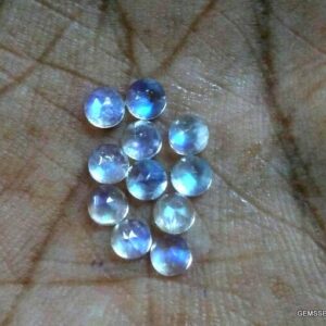 25 Rainbow Moonstone Cabochons: 3mm Round Rose Cut Gemstones