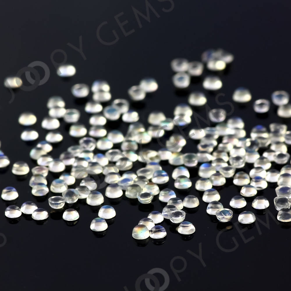 Rainbow Moonstone Cabochon 2mm Round, Aaa Grade - Per Stone