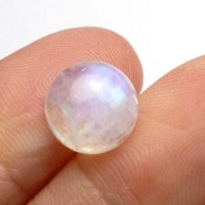 3.5 Carats 10mm Round Rainbow Moonstone Cabochon Reflective Blue Perfect Stacking Rings Ring Translucent Cats Eye Flashing Schiller Rare