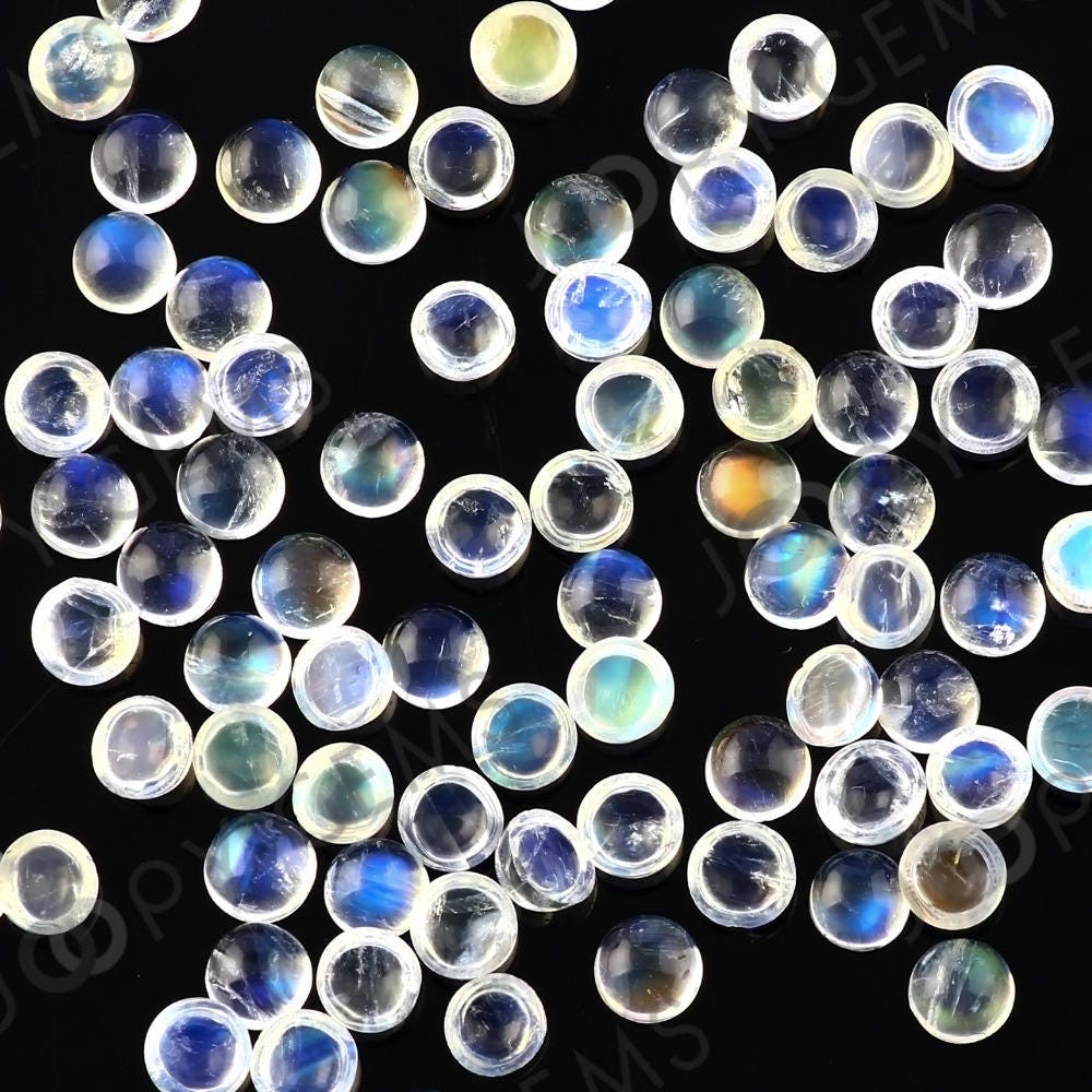 Rainbow Moonstone Cabochon 4mm Round, Aa Grade - Per Stone