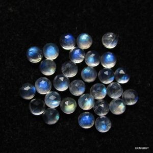 5 Aaa Rainbow Moonstone 4mm Round Rose Cut Cabochons