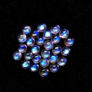 5 Aaa Rainbow Moonstone Cabochons: 9mm Round Gemstones