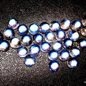5 Aaa Rainbow Moonstone Cabochons: 4mm Round Gemstones