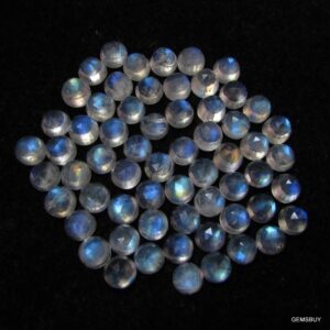 5 Aaa Rainbow Moonstone 6mm Rose Cut Cabochons