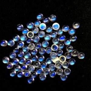 5 Aaa Rainbow Moonstone Cabochons: 7mm Round Gemstones