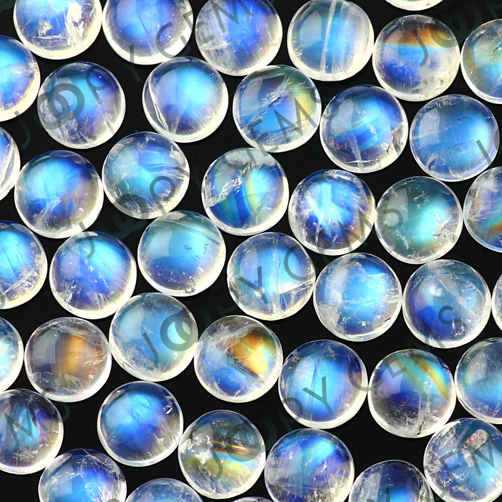 Rainbow Moonstone Cabochon 6mm Round - Aa Grade - Per Stone Rainbow Moonstone Cabochon 6mm Round - Aa Grade - Per Stone