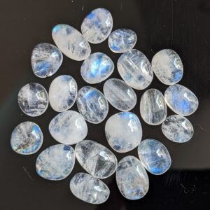 7-10mm Rainbow Moonstone Plain Cabochons, Plain Free Form Shape Moonstone Flat Back Cabochons For Jewelry (5pcs To 10pcs Options) - Pdg291
