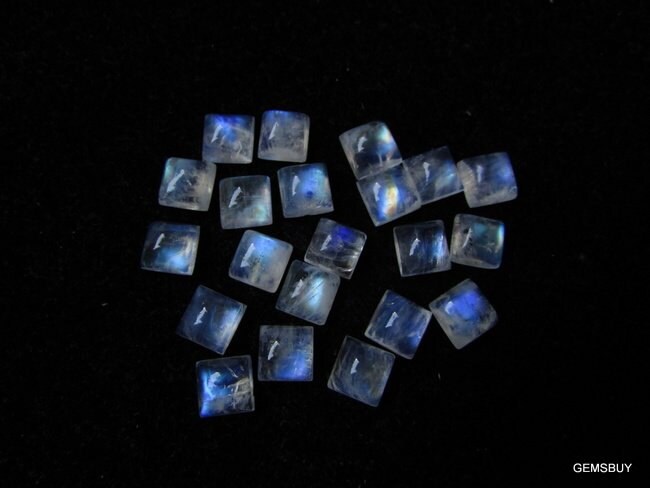 8mm Aaa Rainbow Moonstone Cabochon: Square Loose Gemstone