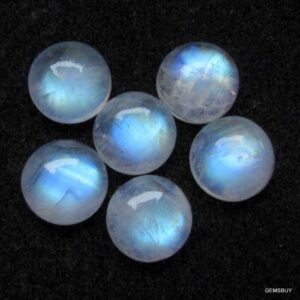 Aaa Rainbow Moonstone Cabochon: 12mm Round Loose Gemstone