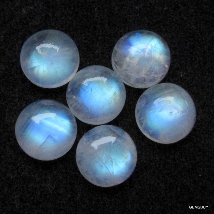 Aaa Rainbow Moonstone Cabochon: 12mm Round Loose Gemstone