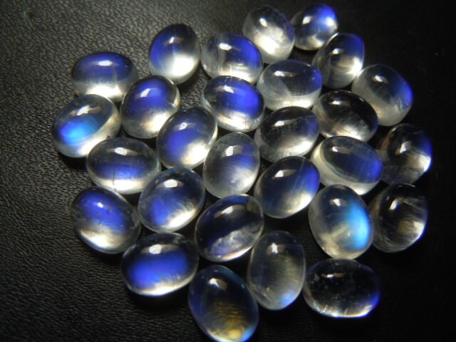 Aaa Natural Rainbow Moonstone Gemstone Loose Cabochon Oval Shape 5x7mm 10 Pc Blue Fire Jewelry Making