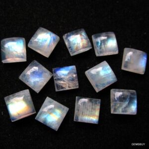 Aaa Rainbow Moonstone Cabochon: Square Gemstone (10mm)