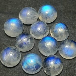 Blue Flashy Rainbow Moonstone Cabochon: Natural White Gemstone (2x2 To 15x15 Mm)