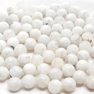 Handmade Rainbow Moonstone Cabochon Ball: White Gemstone (10-13mm)