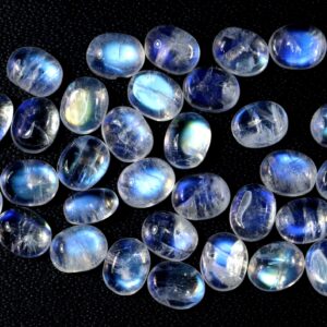 Rainbow Moonstone Cabochon Lot: Oval Gemstones for Jewelry Making (5x4x2 to 5x3x2 mm)