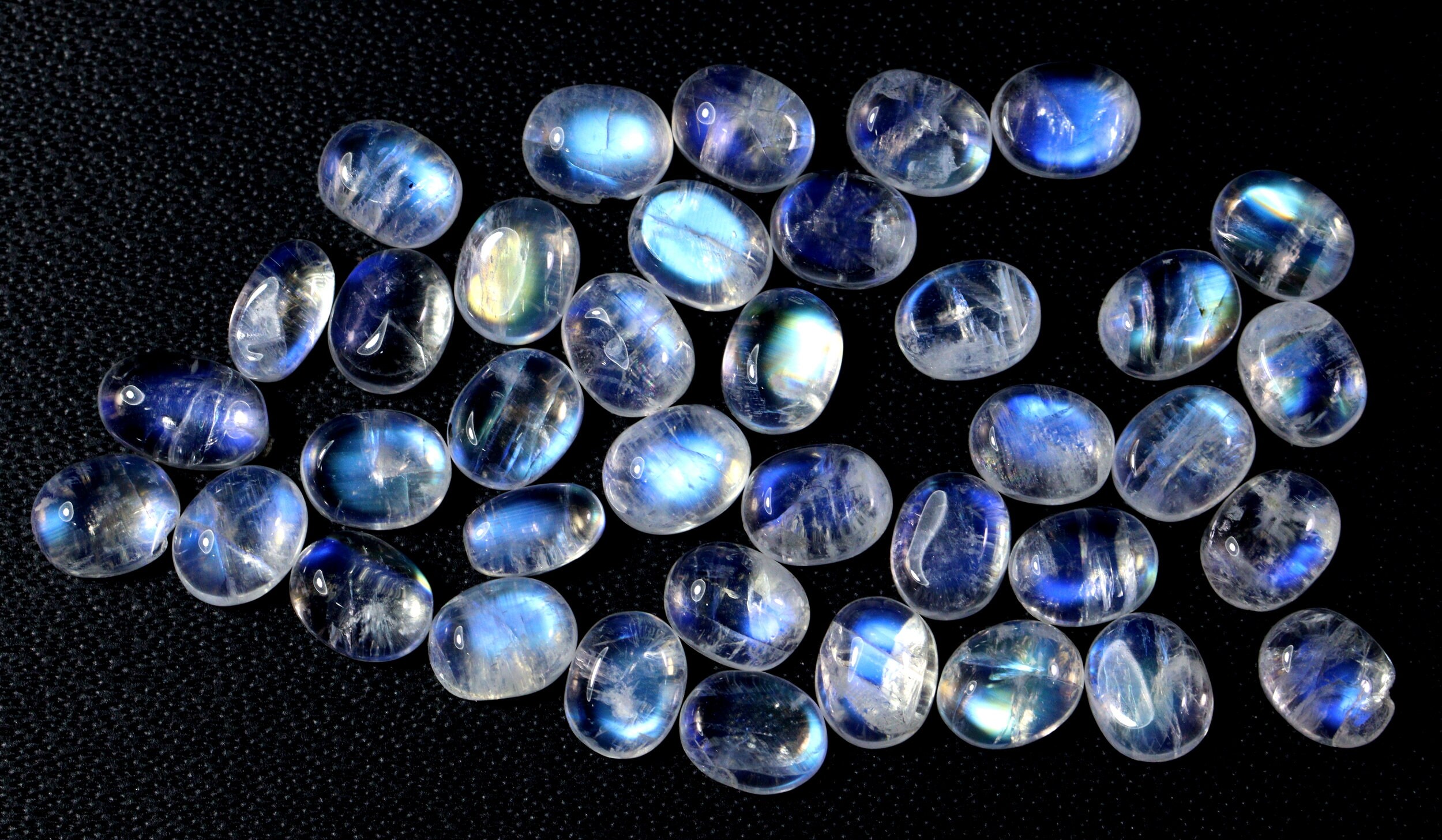 Rainbow Moonstone Cabochon Lot: Oval Gemstones For Jewelry Making (5x4x2 To 5x3x2 Mm)