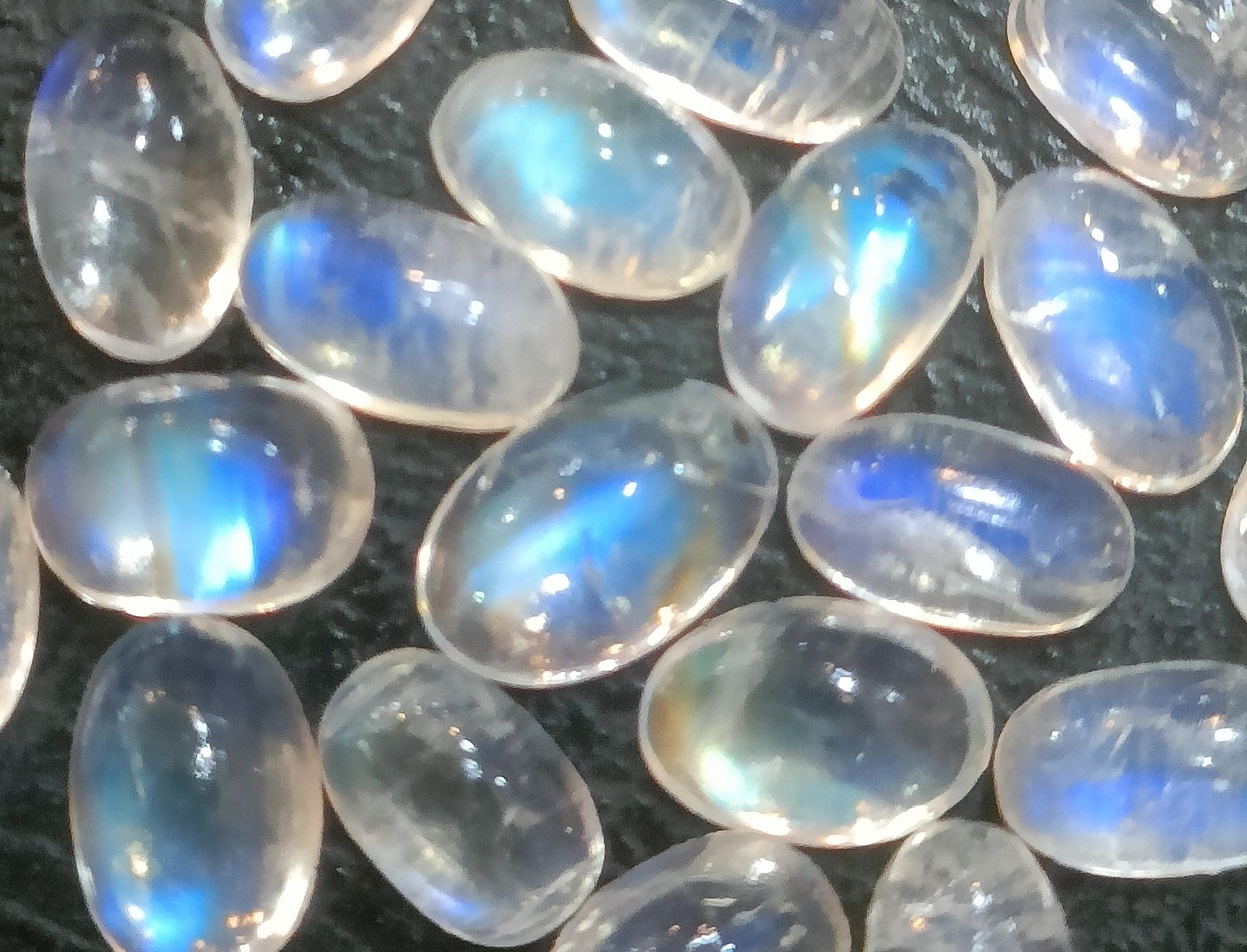 Natural Blue Flashy Rainbow Moonston Aaa Quality,3x5mm Cabochon Loose Rainbow Moonstone,