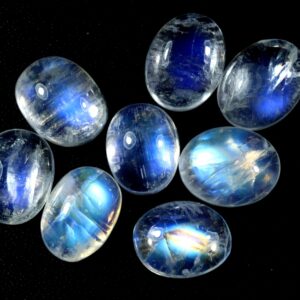 Oval Rainbow Moonstone Cabochon: Loose Gemstone (9x7x3 mm)