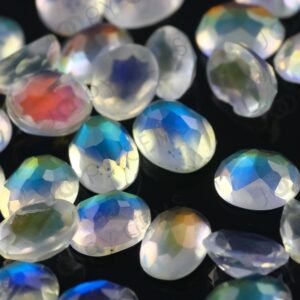 Rainbow Moonstone Rose Cut Cabochon 3x4mm Oval - Aa Grade