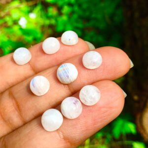 White Rainbow Moonstone Cabochons (10) - 5-7mm Natural Gemstone Crystals