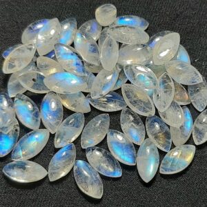 White Rainbow Moonstone Cabochon Gemstone,aaa Quality,natural Rainbow Moonstone,blue Flashy Rainbow,marquise Cab,semiprecious,jewelry Gems.