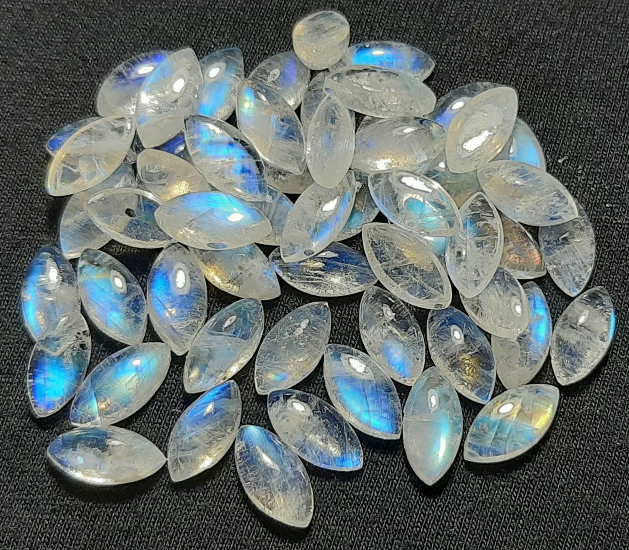White Rainbow Moonstone Cabochon Gemstone,aaa Quality,natural Rainbow Moonstone,blue Flashy Rainbow,marquise Cab,semiprecious,jewelry Gems.
