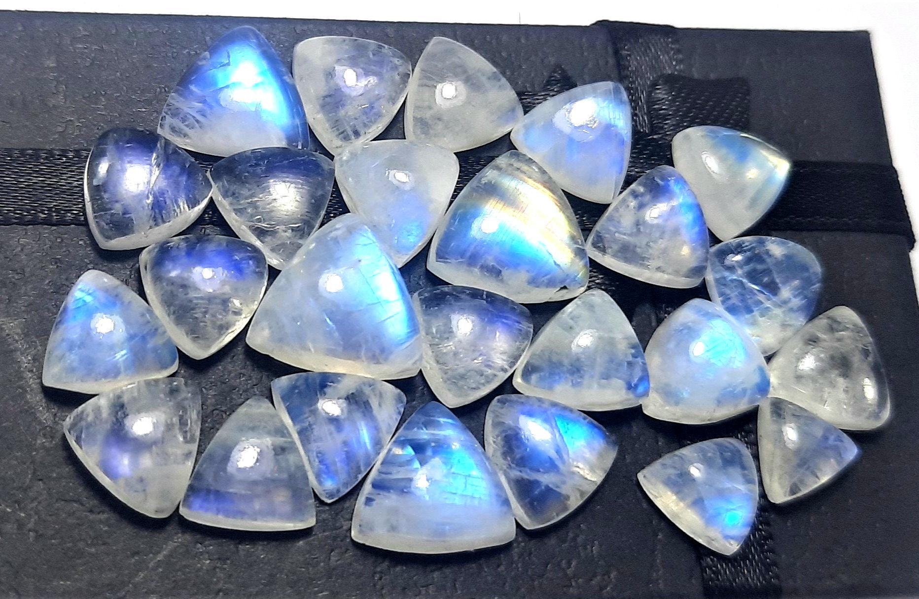 White Rainbow Moonstone Trillion Cabochon Gemstone,aaa Quality,natural Rainbow Moonstone,blue Flashy Rainbow,trillion Cabochon,jewelry Gems.