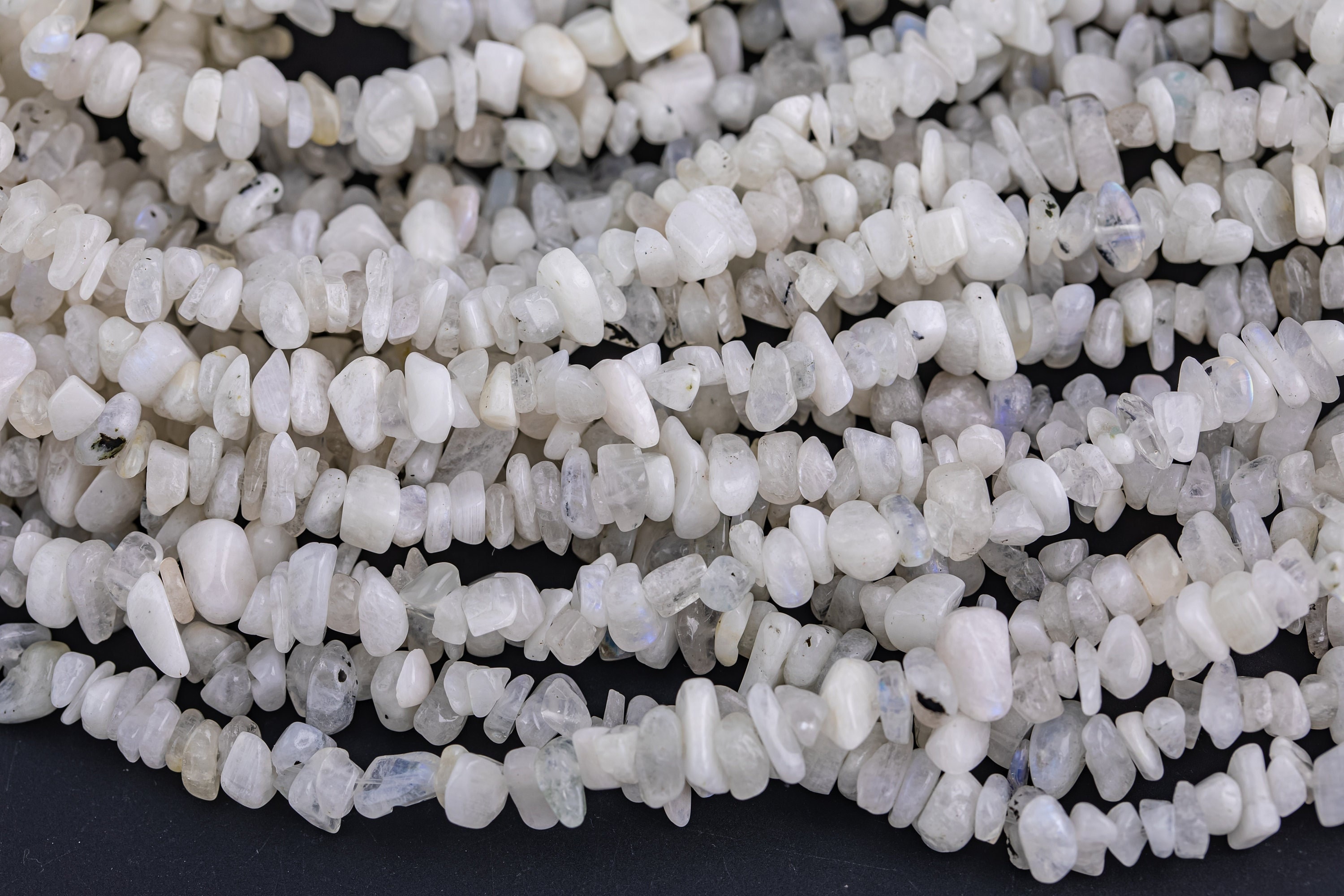 30" Natural Rainbow Moonstone Chips Beads 6mm - 8mm - 30 Inch Strand Gemstone Beads