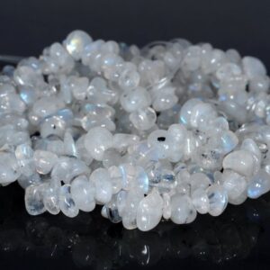 7-8mm Rainbow Moonstone Gemstone Pebble Nugget Chip Loose Beads 34 Inch (80001795-a18)