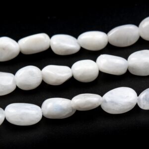 8-10mm Rainbow Moonstone Beads Pebble Nugget Grade A Genuine Natural Gemstone Loose Beads 15" / 7.5" Bulk Lot Options (108545)