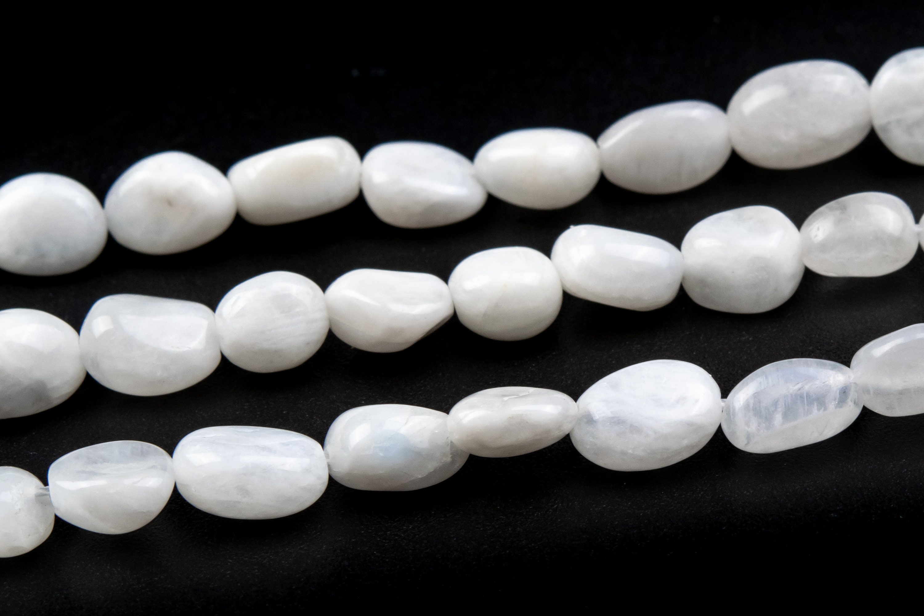 8-10mm Rainbow Moonstone Beads Pebble Nugget Grade A Genuine Natural Gemstone Loose Beads 15" / 7.5" Bulk Lot Options (108545)