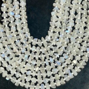 AAA Rainbow Moonstone Faceted Nugget Beads - 8 Inch Strand AAA Rainbow Moonstone Faceted Nugget Beads - 8 Inch Strand