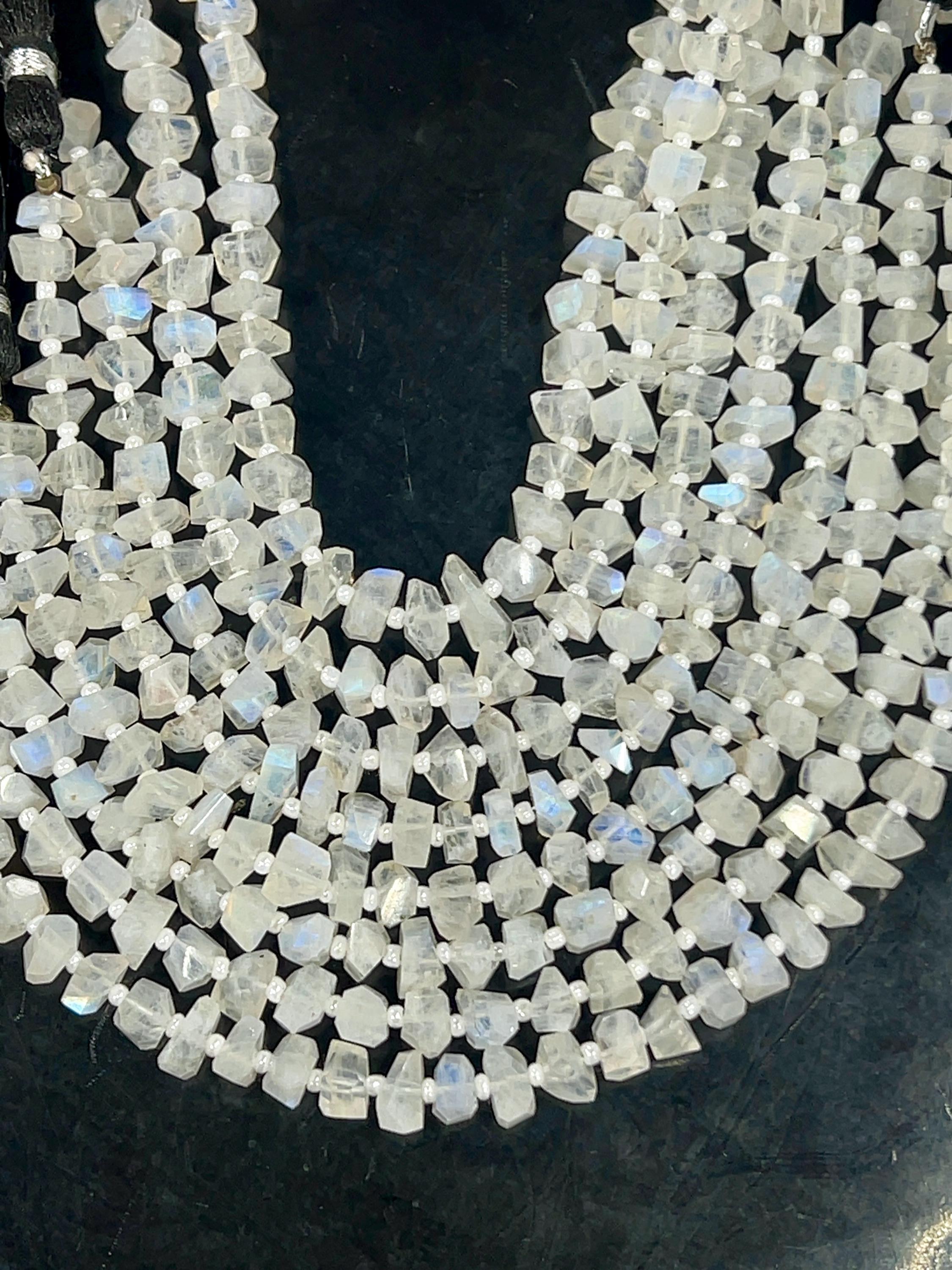 Aaa Rainbow Moonstone Faceted Nugget Beads - 8 Inch Strand Aaa Rainbow Moonstone Faceted Nugget Beads - 8 Inch Strand