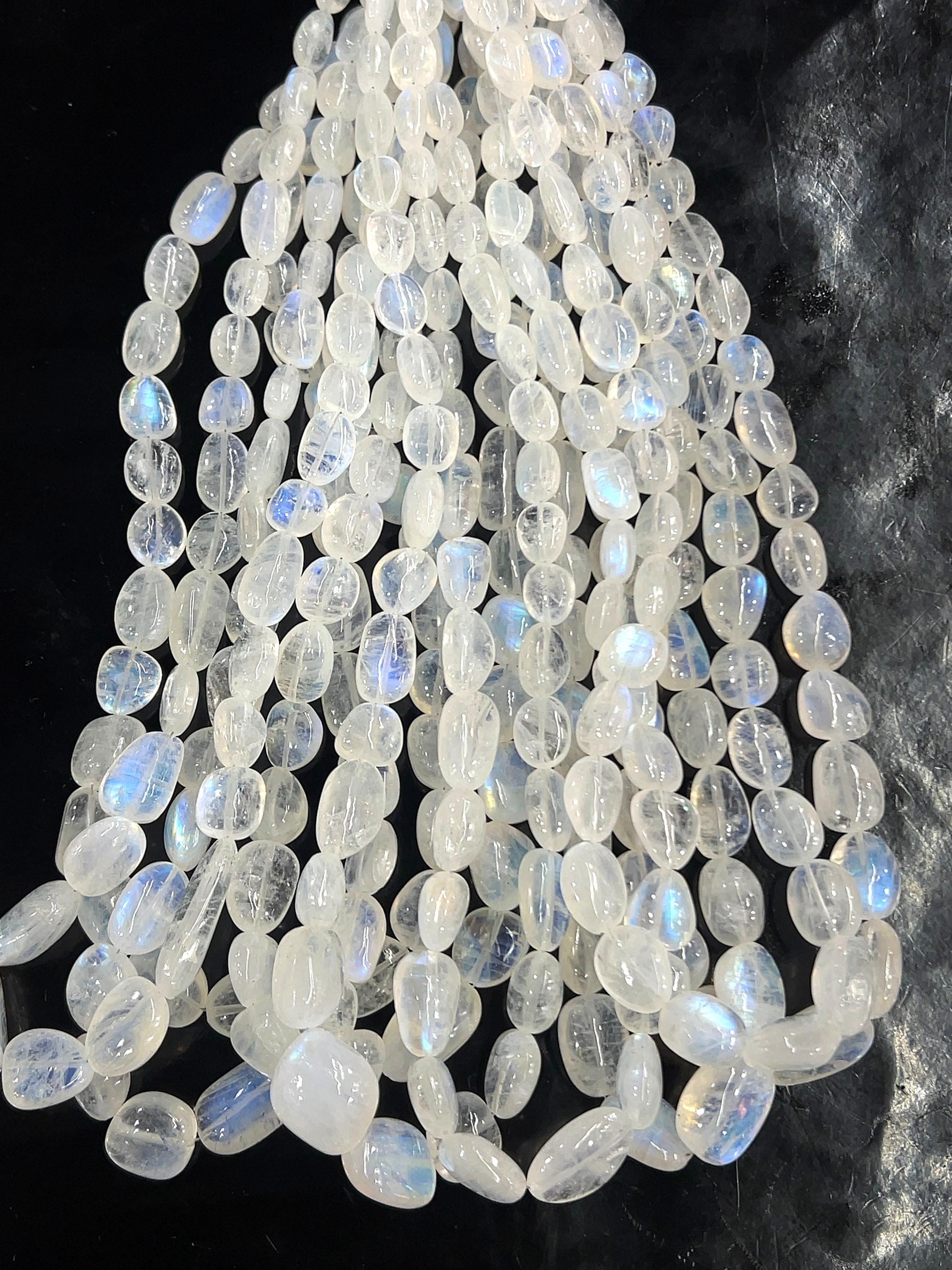 Aaa Rainbow Moonstone Nugget Beads: Plain Smooth Gems